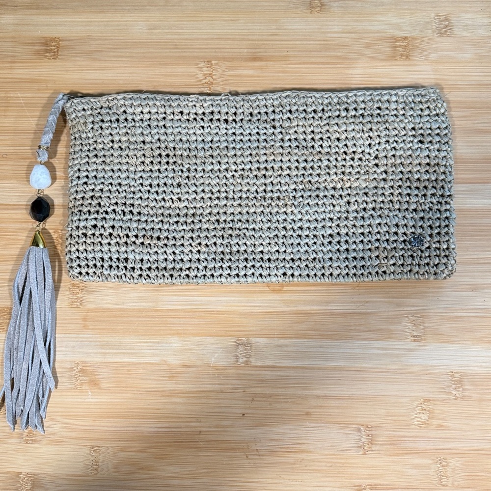 Flora Bella Chic Tan Bohemian Raffia Beach Clutch Purse